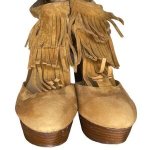 Elaine Turner‎ Suede Wedge Heels Fringe